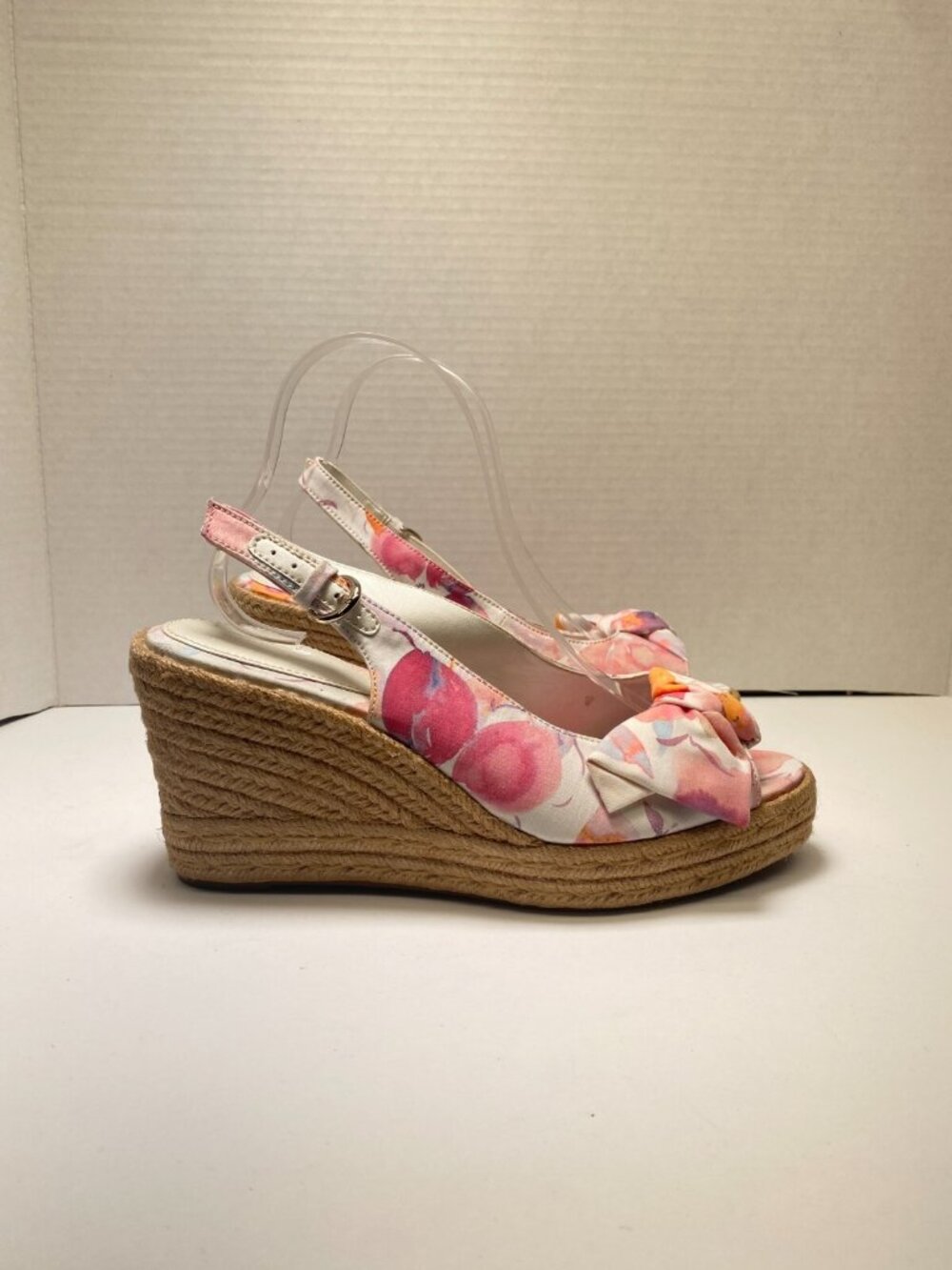 Naturalizer Women's Bettina Espadrille White Colorful Bow Sandal Wedge Sz 9M